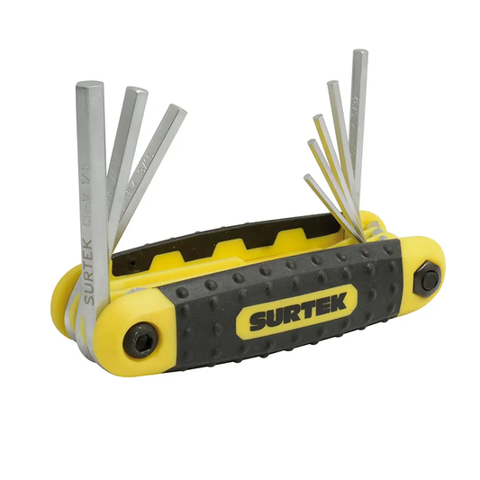 ALLFNX8 Juego de llaves hexagonales tipo navaja 8 piezas 5/64" a 1/4", uso profesional, Surtek