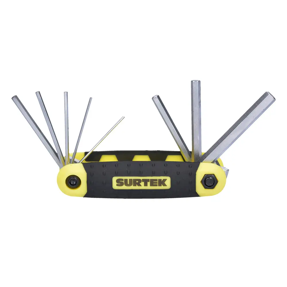 ALLFNX8M Juego de llaves hexagonales tipo navaja 8 piezas 1.5 a 8 mm, uso profesionale, Surtek