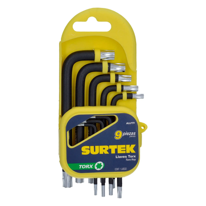 ALLFT9 Juego de llaves Torx en L 9 piezas T10 a T50, uso profesional, Surtek