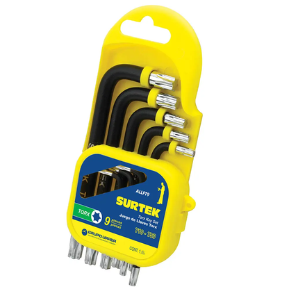 ALLFT9 Juego de llaves Torx en L 9 piezas T10 a T50, uso profesional, Surtek