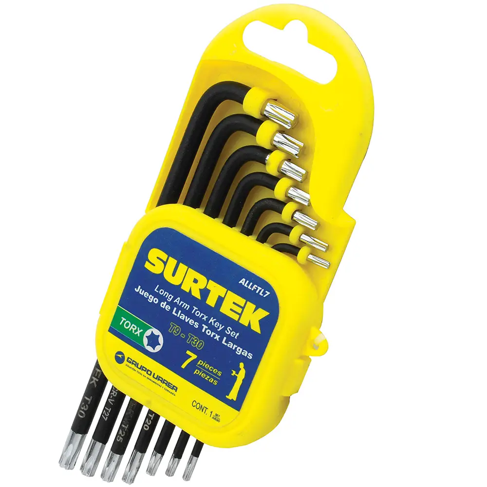 ALLFTL7 Juego de llaves Torx en L largas 7 piezas, uso profesional, Surtek