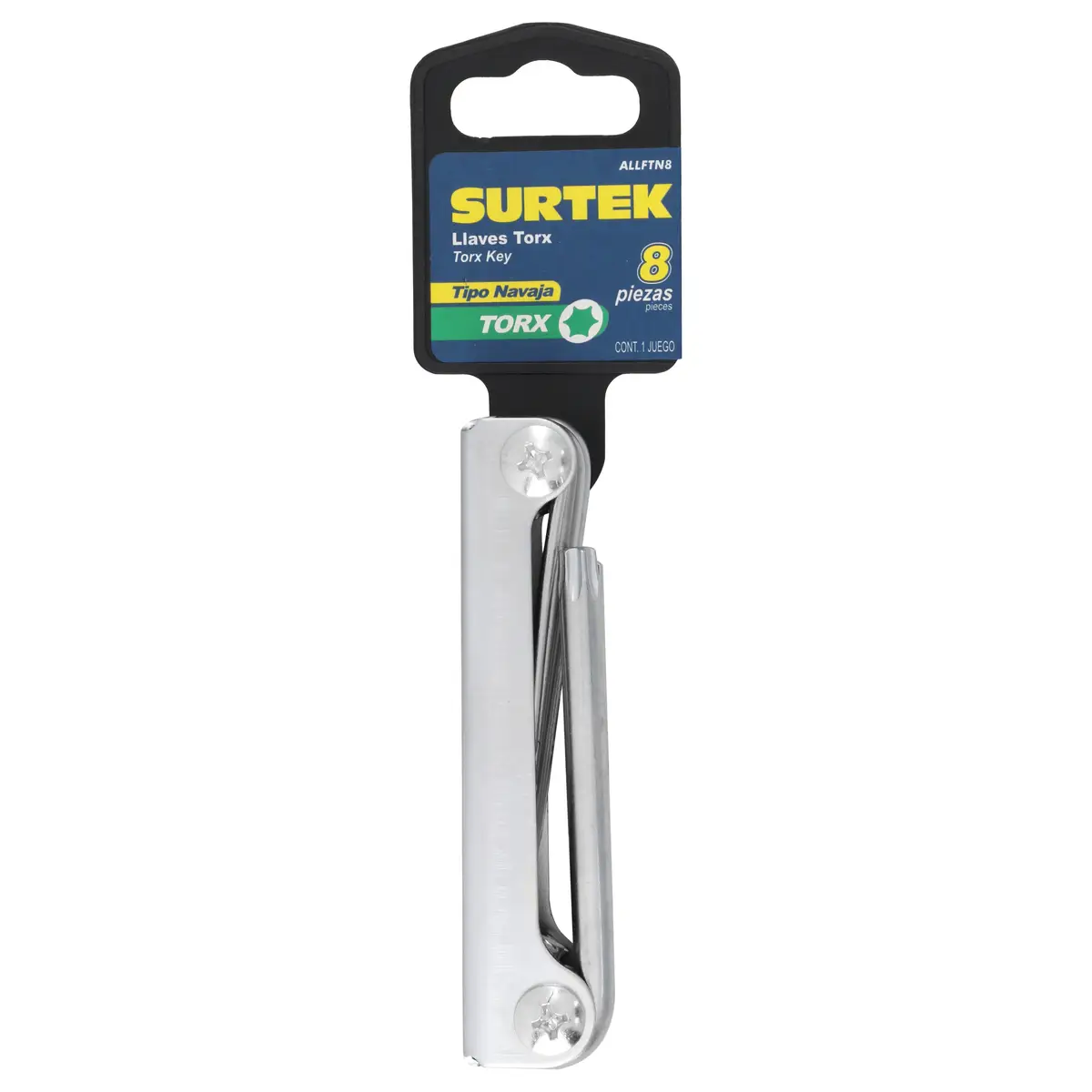 ALLFTN8 Juego de llaves torx tipo navaja 8 piezas T9 a T40, uso profesional, Surtek