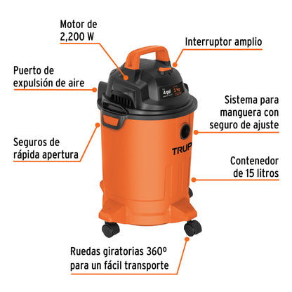 ASP-04 Aspiradora de sólidos y líquidos de 4 galones Truper