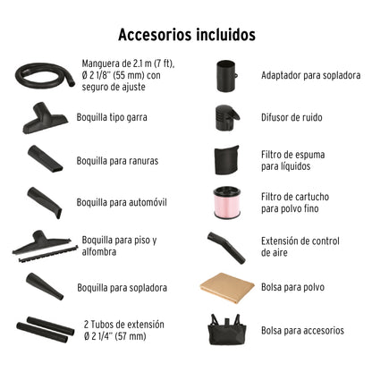 ASP-16S Aspiradora/Sopladora de solidos y líquidos de 16 galones Truper