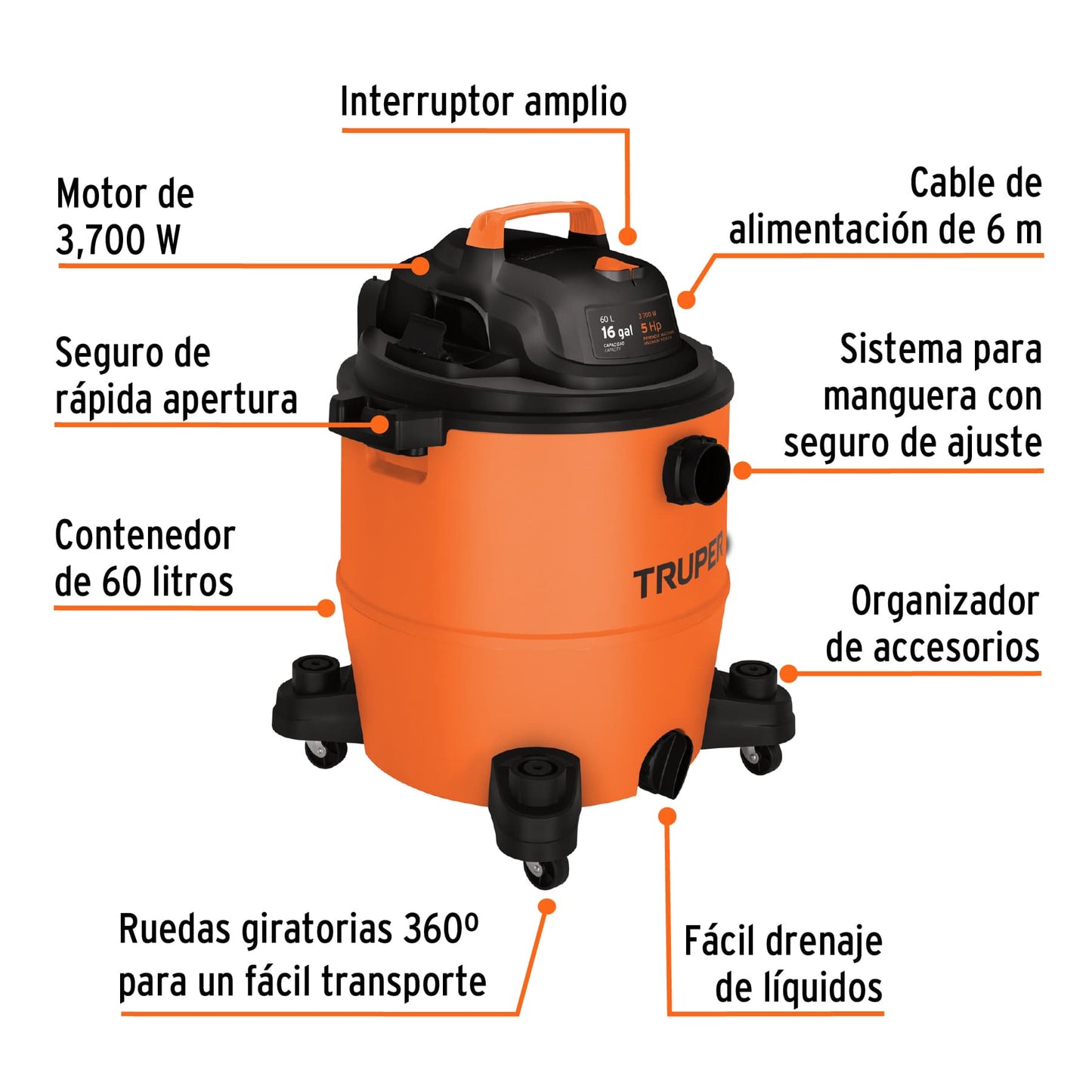 ASP-16 Aspiradora de 16 galones