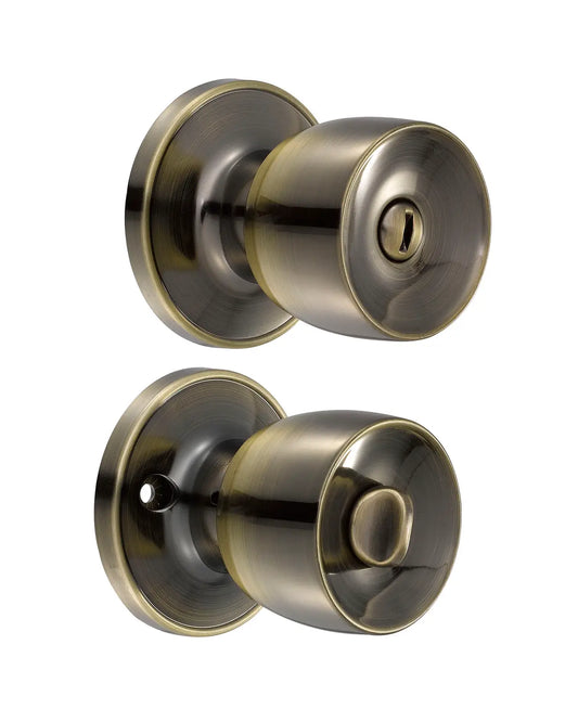 21PO Pomo tubular de copa recta para alcoba, latón antiguo, Lock