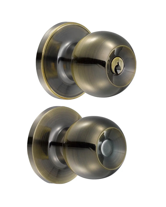 13PO Pomo tubular de bola para alcoba, latón antiguo, Lock
