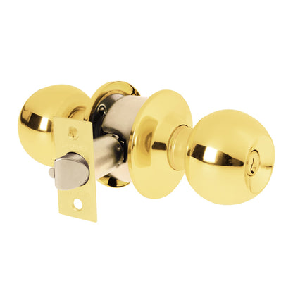 BAL-LB-EP Pomo tipo esfera, latón brillante, entrada, Hermex