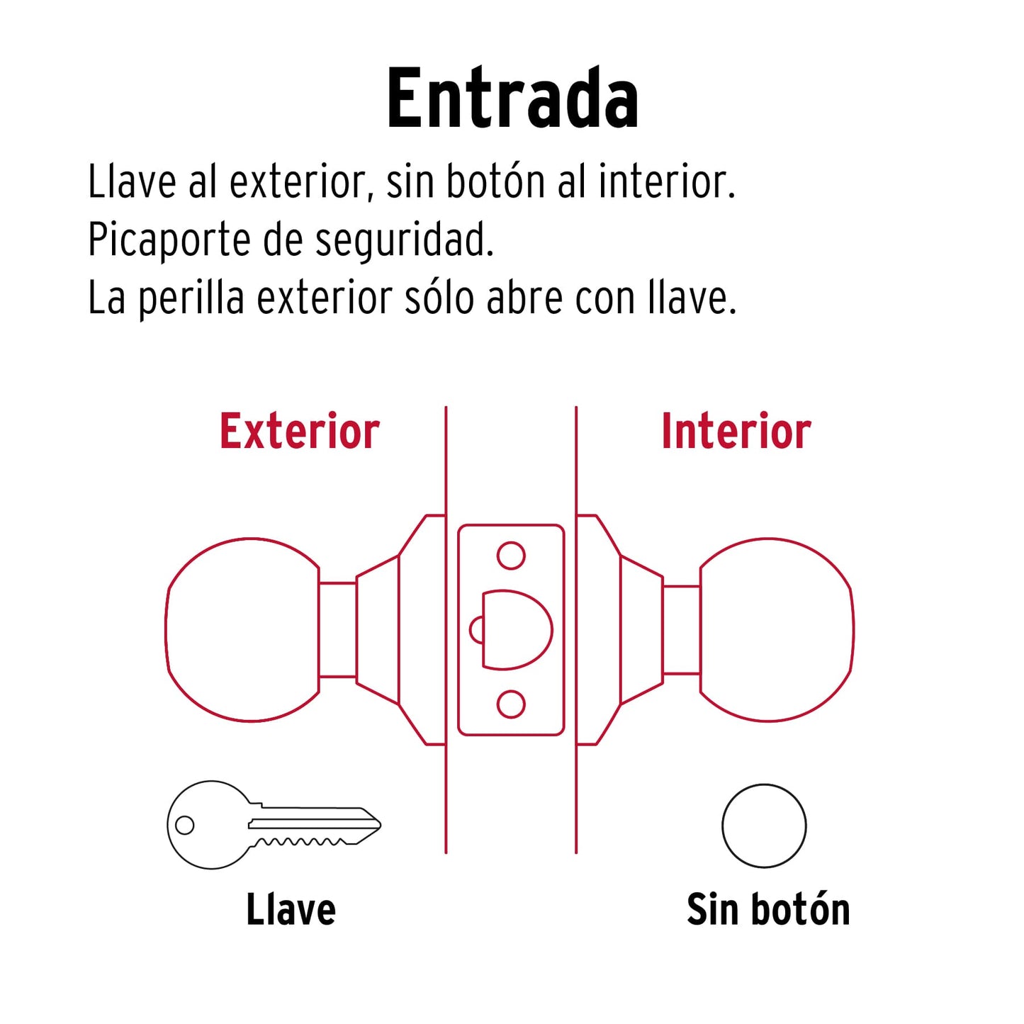 BAL-LB-EP Pomo tipo esfera, latón brillante, entrada, Hermex
