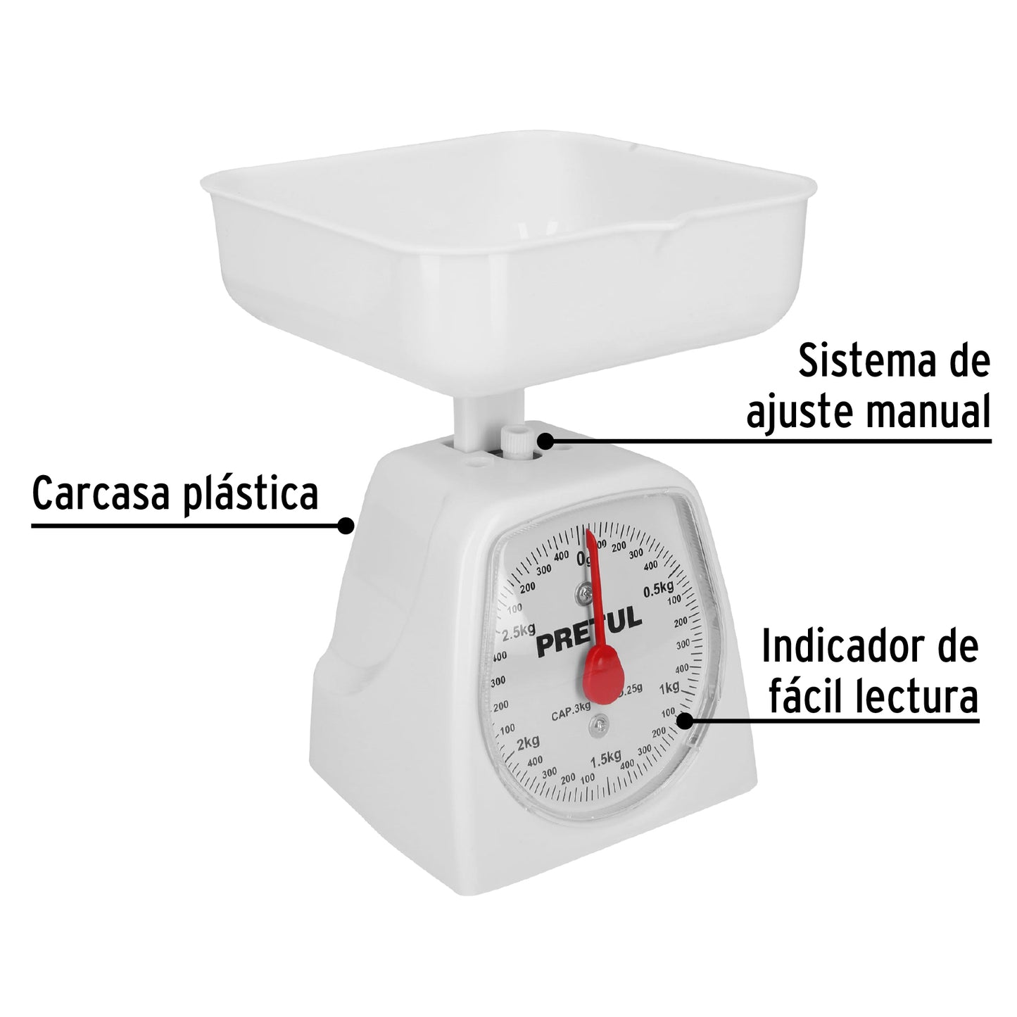 BAS-3CP Báscula mecánica Pretul de cocina para 3 kg