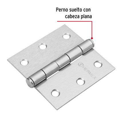 BC-253P Bisagra cuadrada, 2-1/2', cromo mate, cabeza plana