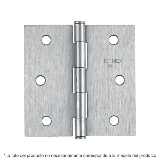 BC-353PP Bisagra cuadrada,cromo mate,cabeza plana, 3.5", Hermex Basic