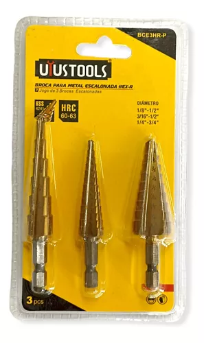 BCE3HR-P Set de brocas escalonadas 3 piezas 1/8" a 3/4"