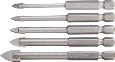 BCVH52 Broca vidrio 5 piezas (4 - 10 mm) vástago hexagonal