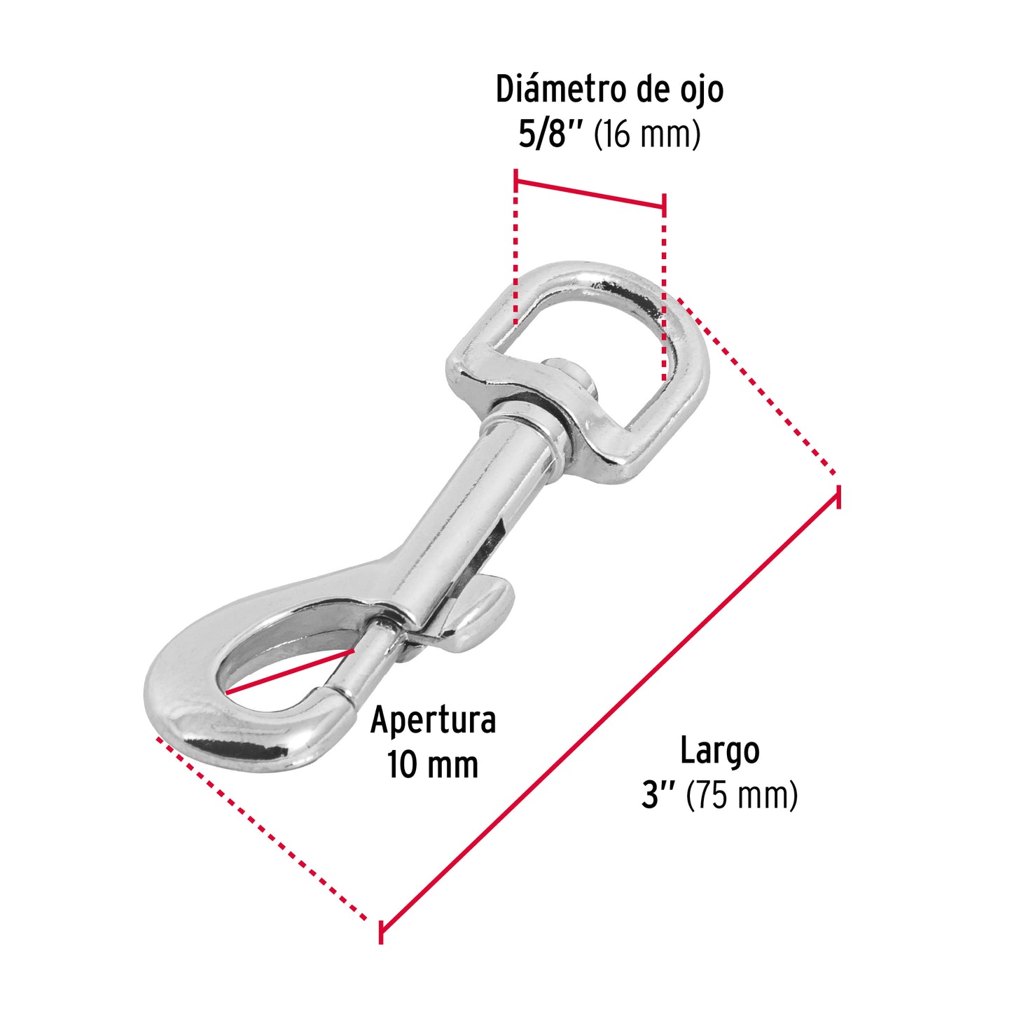 BDZ-3-1/2 Mosqueton, de zinc, 3½'