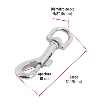 BDZ-3-1/2 Mosqueton, de zinc, 3½'