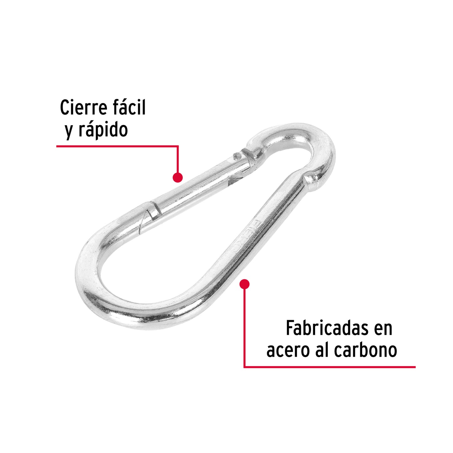 BMA-1/2 Mosqueton pera de acero con seguro de gancho, 1/2'