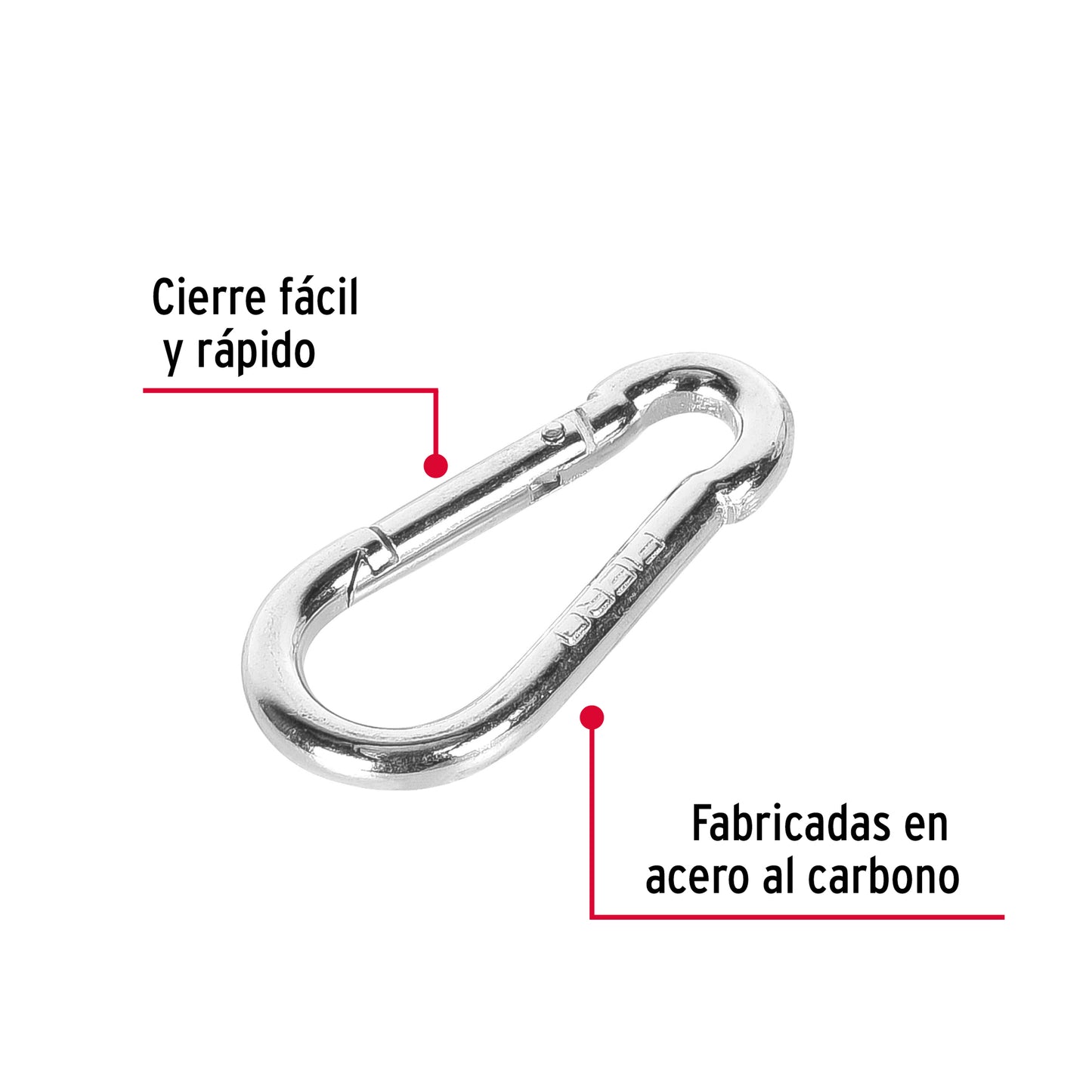 BMA-1/4 Mosqueton pera de acero con seguro de gancho, 1/4'