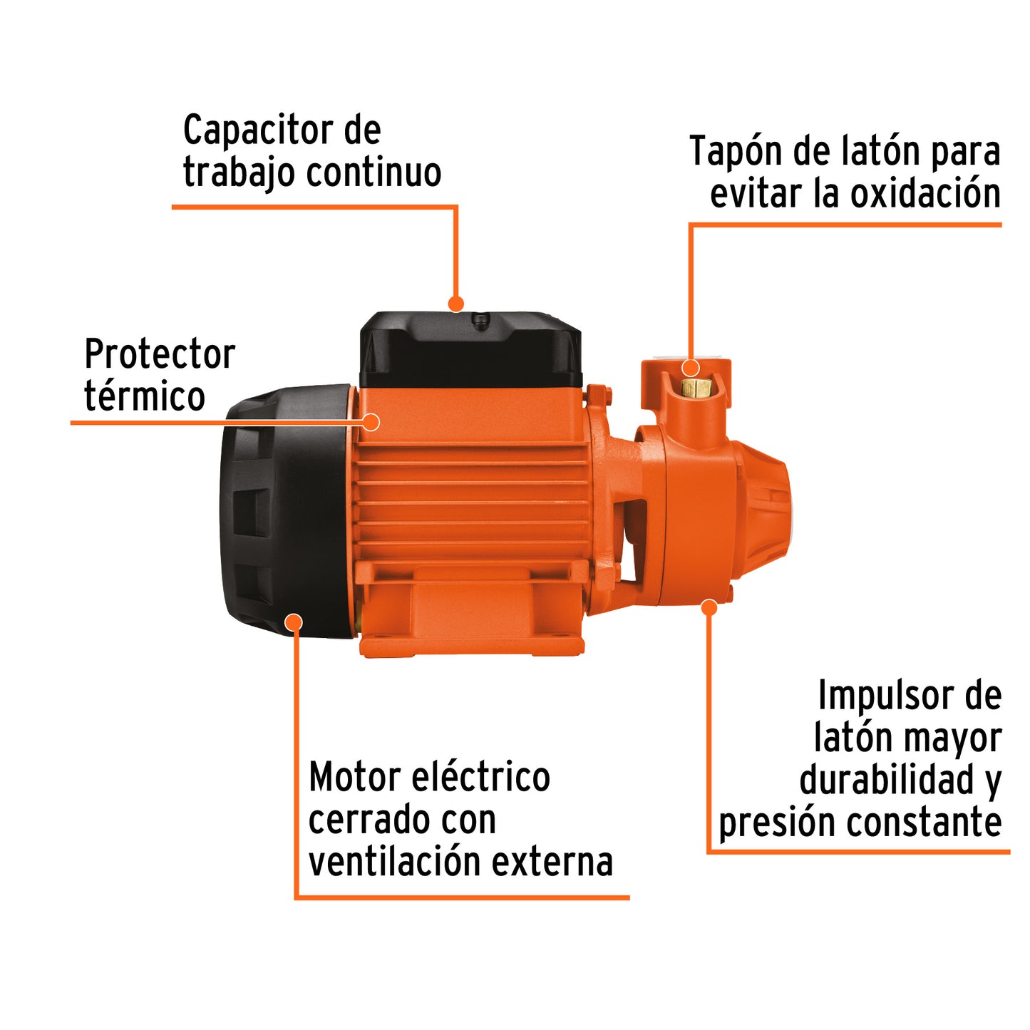 BOAP-1/2 Bomba eléctrica periférica para agua 1/2 HP, Truper Expert