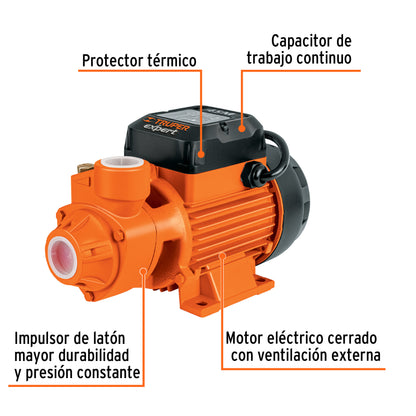 BOAP-3/4 Bomba eléctrica periférica para agua 3/4 HP, Truper Expert