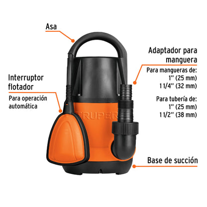 BOS-3/4LP Bomba sumergible plástica para agua limpia 3/4 HP