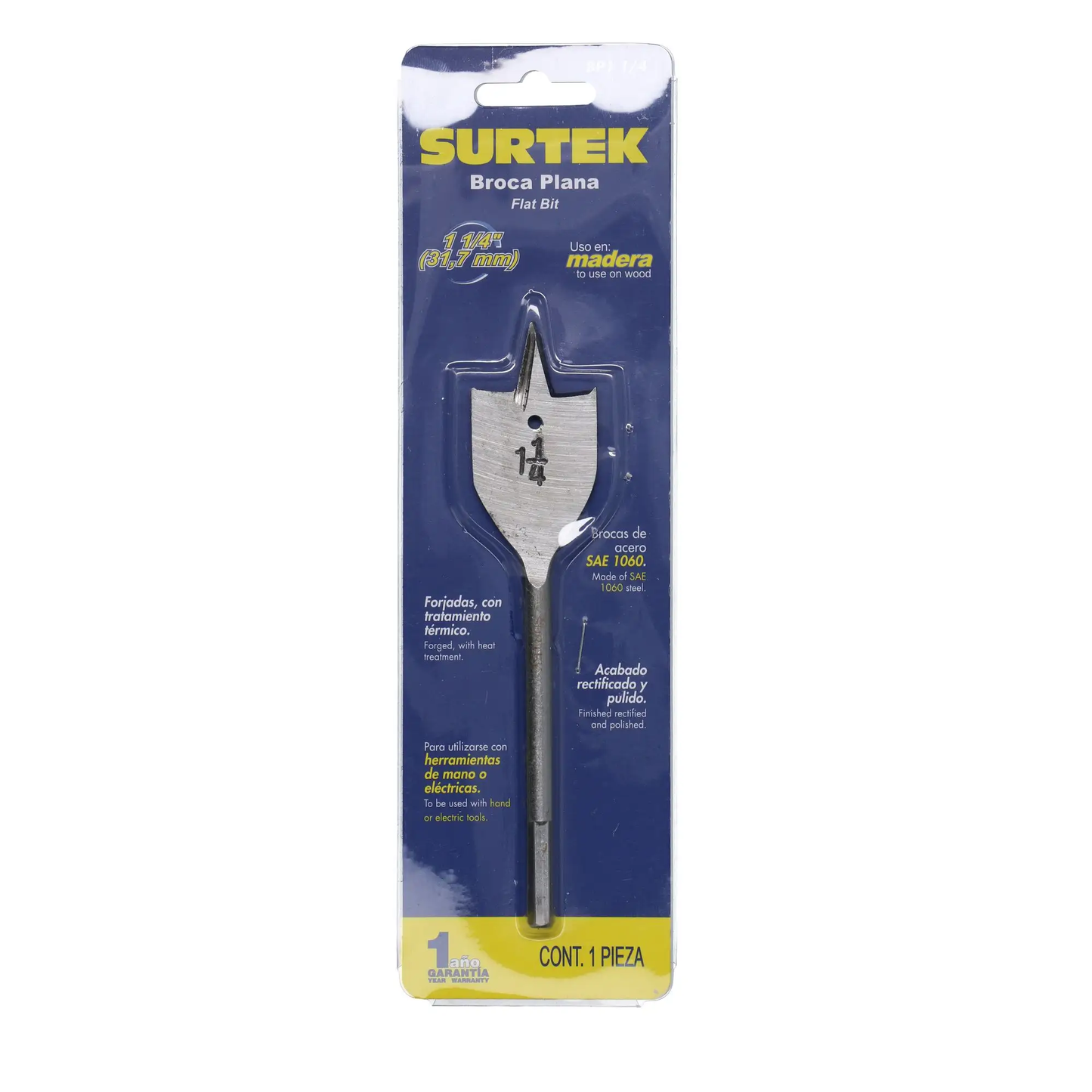 BP1 1/4 Broca plana para madera 1-1/4"