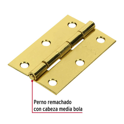 BR-251 Bisagra 2-1/2" X 1-9/16" acero latonado, incluye tornillería