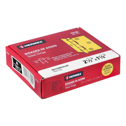 BR-251 Bisagra 2-1/2" X 1-9/16" acero latonado, incluye tornillería