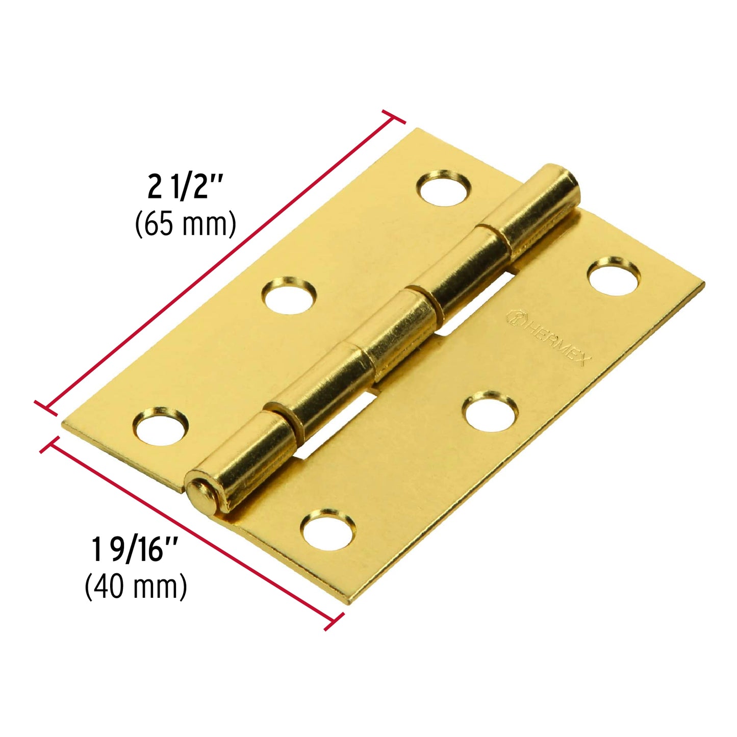 BR-251 Bisagra 2-1/2" X 1-9/16" acero latonado, incluye tornillería