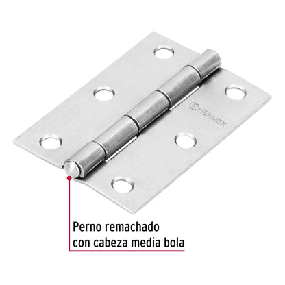 BR-300 Bisagra 3" X 2" acero inox pulido, incluye tornillería