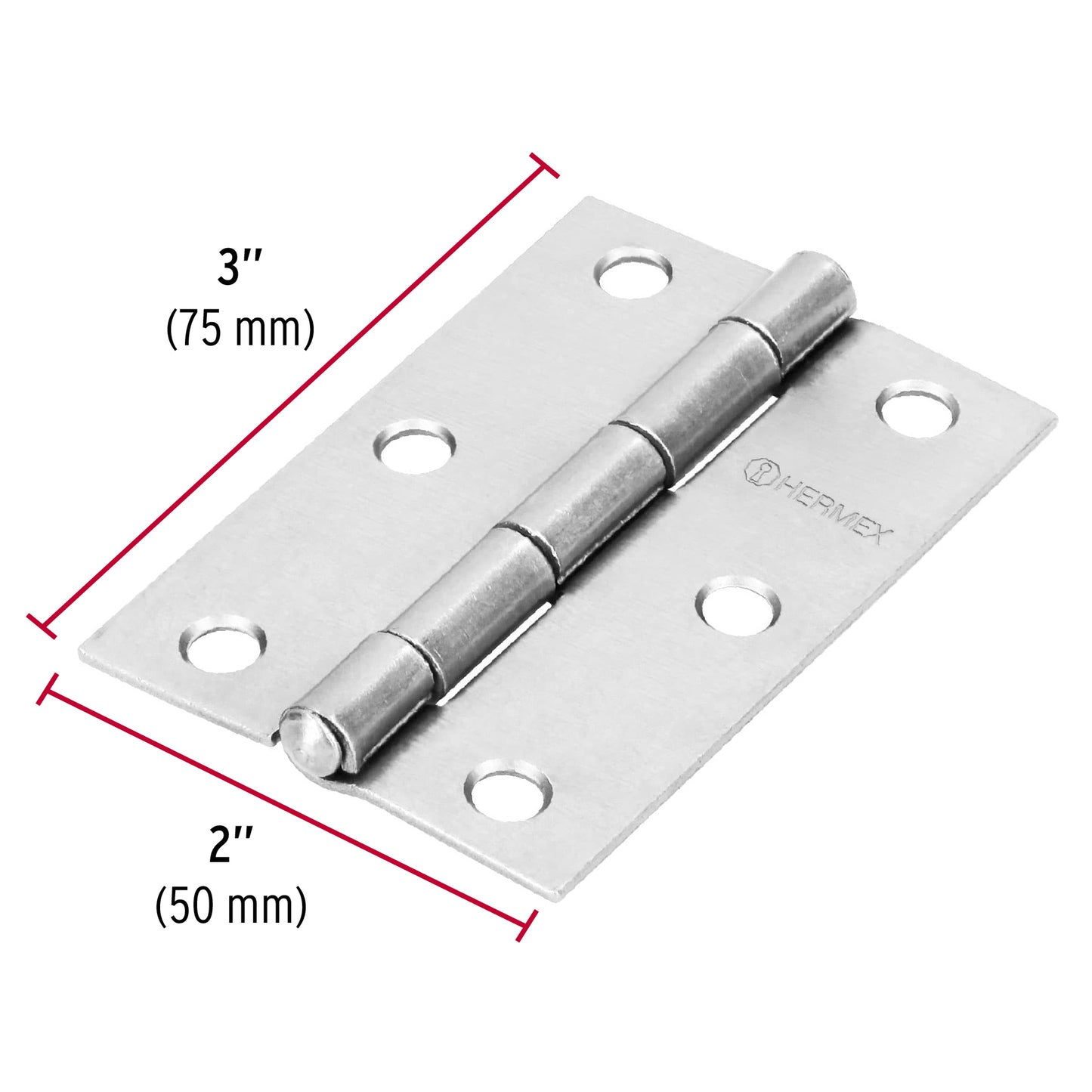 BR-300 Bisagra 3" X 2" acero inox pulido, incluye tornillería