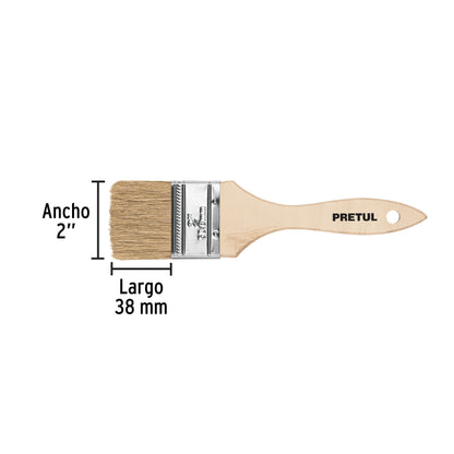 BRE-2 Brocha económica, mango de madera, 2", Pretul