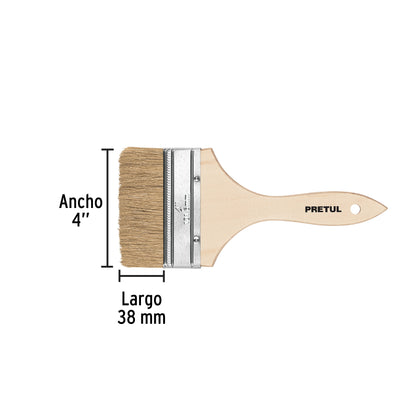 BRE-4 Brocha económica, mango de madera, 4", Pretul