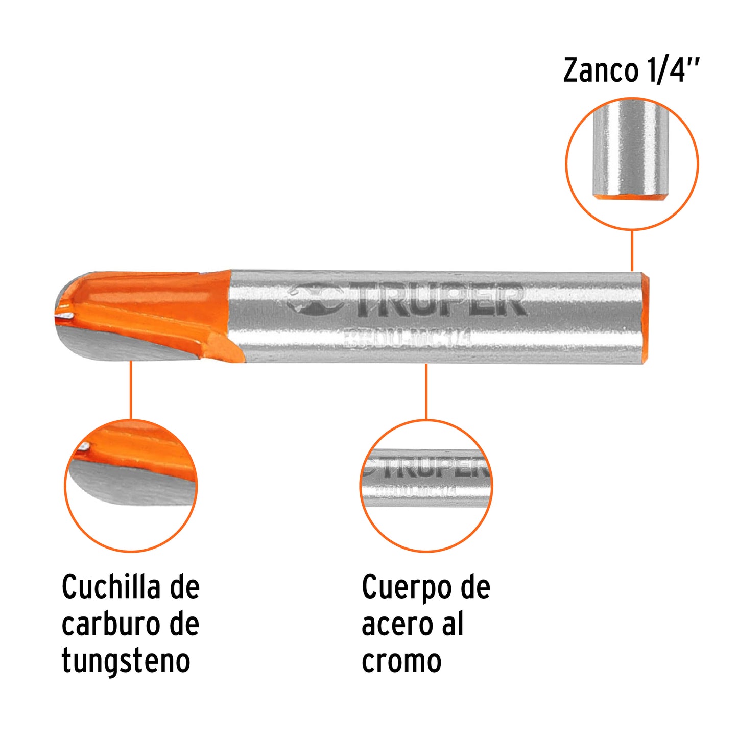 BROU-MC1/4 Fresa media caña, 1/4"