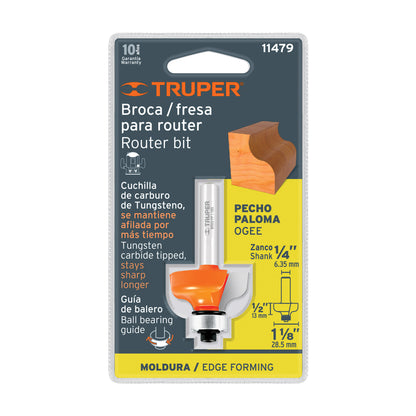 BROU-PP1-1/8X Fresa pecho paloma, 1-1/8" con balinera