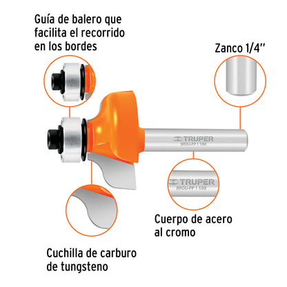 BROU-PP1-1/8X Fresa pecho paloma, 1-1/8" con balinera
