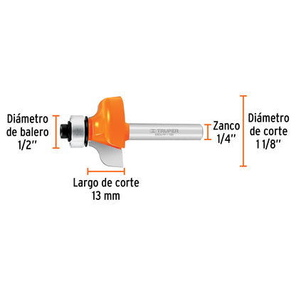 BROU-PP1-1/8X Fresa pecho paloma, 1-1/8" con balinera