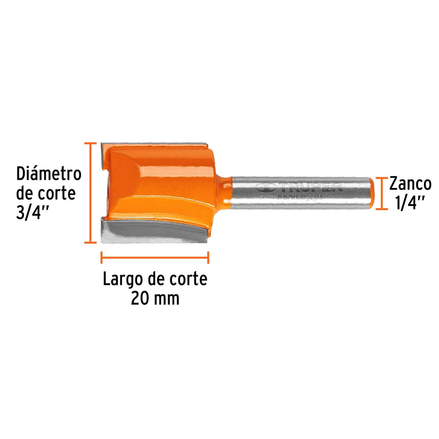 BROU-R2-3/4 Fresa recta 2 filos, 3/4"