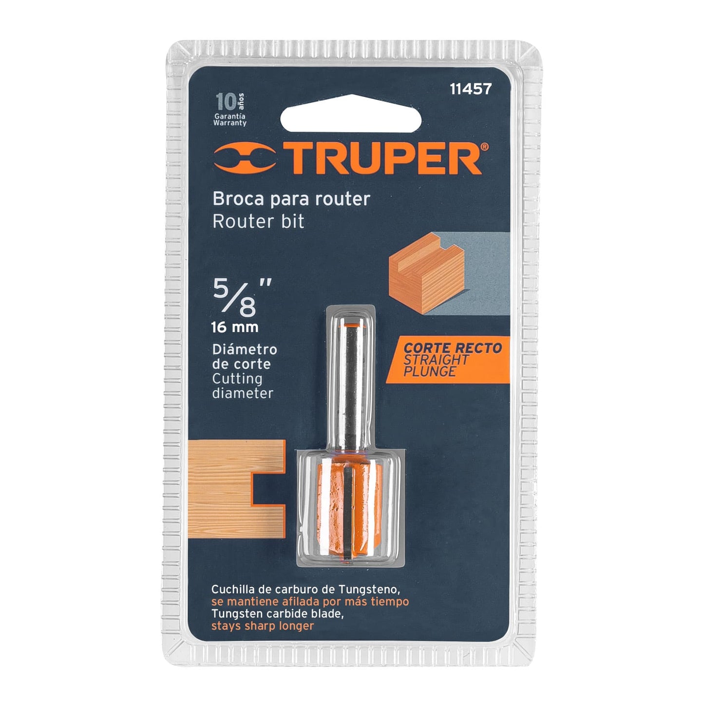 BROU-R2-5/8 Fresa recta 2 filos, 5/8"