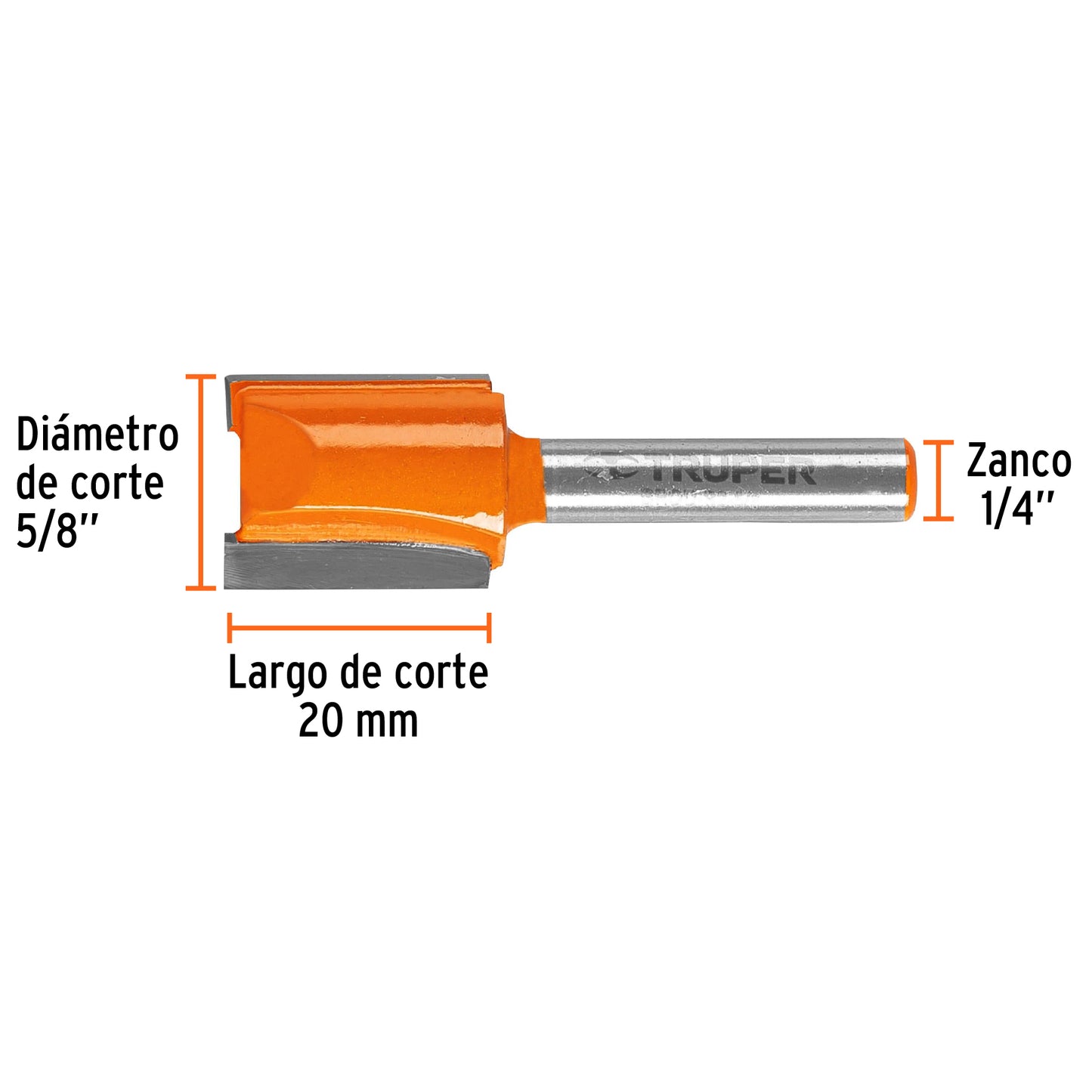 BROU-R2-5/8 Fresa recta 2 filos, 5/8"