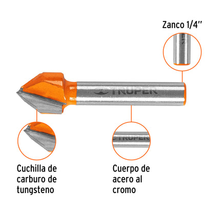 BROU-V1/2 Fresa corte en "V", 1/2"