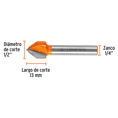 BROU-V1/2 Fresa corte en "V", 1/2"