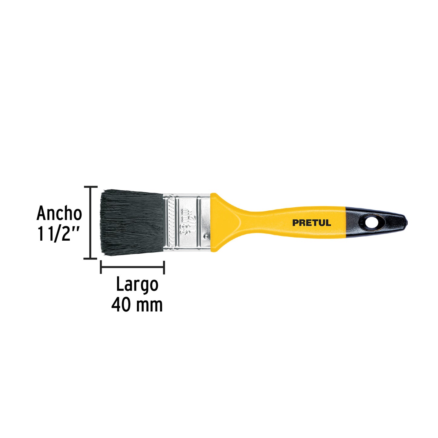 BRP-1-1/2 Brocha con mango de plástico, 1-1/2", Pretul