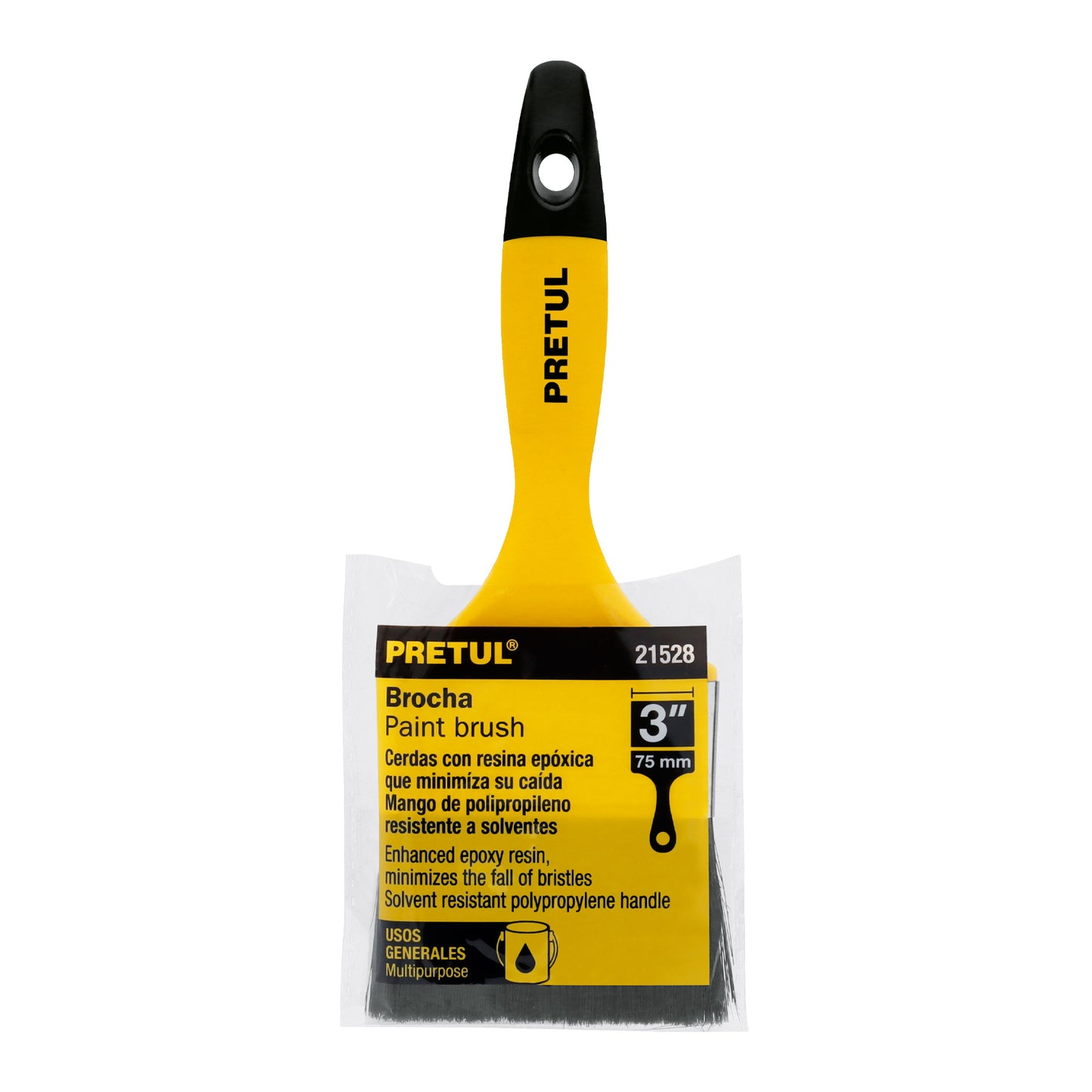 BRP-3 Brocha con mango de plástico, 3", Pretul