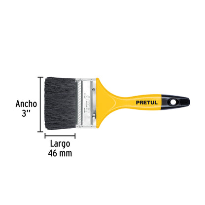 BRP-3 Brocha con mango de plástico, 3", Pretul