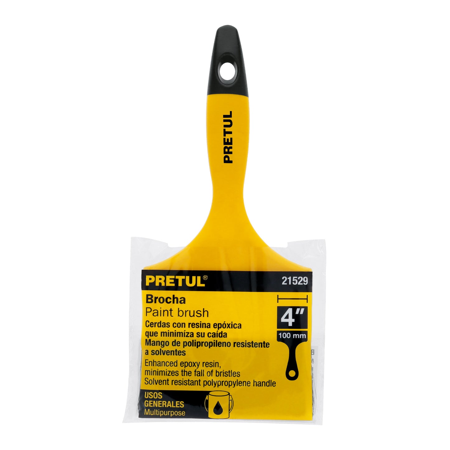 BRP-4 Brocha con mango de plástico, 4", Pretul