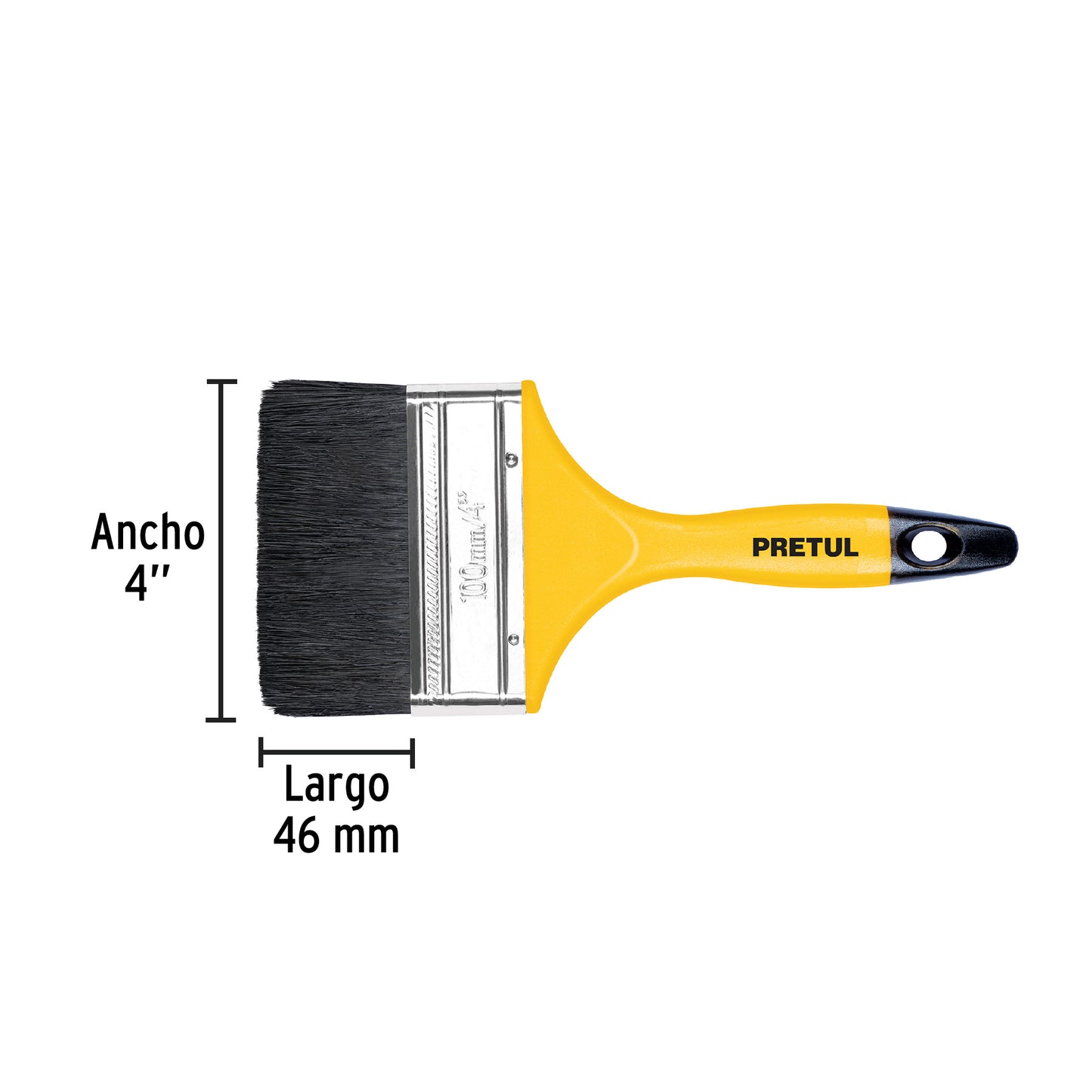 BRP-4 Brocha con mango de plástico, 4", Pretul