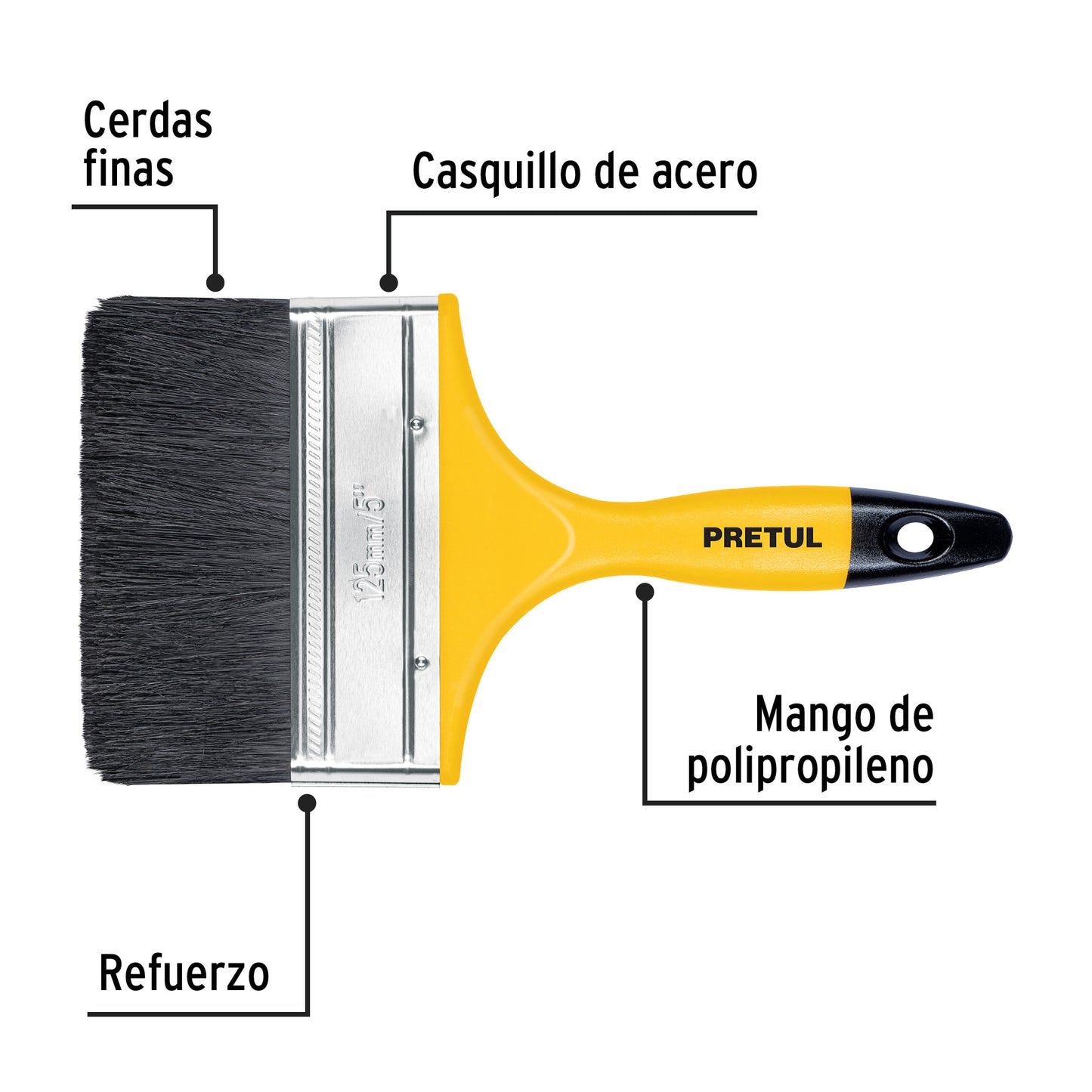 BRP-5 Brocha con mango de plástico, 5", Pretul
