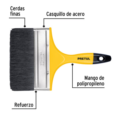 BRP-6 Brocha con mango de plástico, 6", Pretul