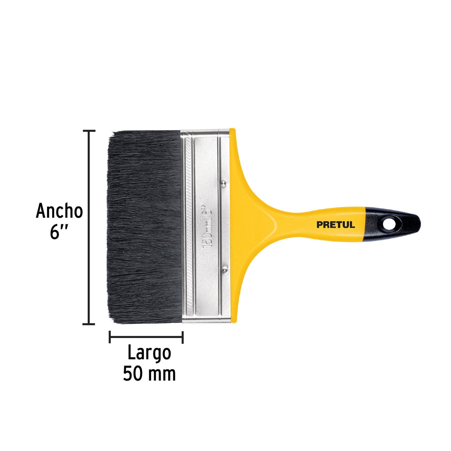 BRP-6 Brocha con mango de plástico, 6", Pretul